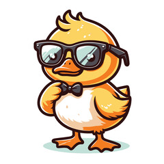 cartoon penguin with glasses