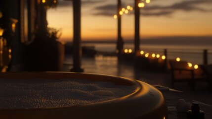 Sunset hot tub ocean view luxury relaxation