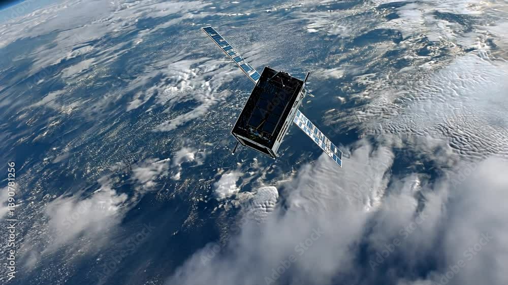 Poster satellite shows earth's clouds and surface features generative ai