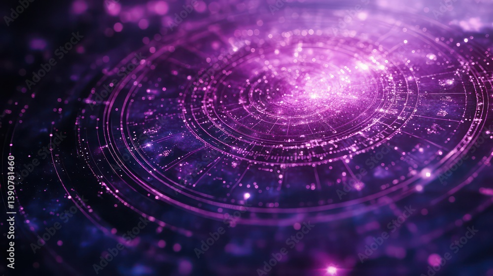 Poster abstract depiction of a luminous galaxy with swirling patterns and sparkling elements wallpaper back