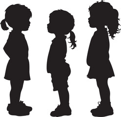 Vector silhouette of children on white background