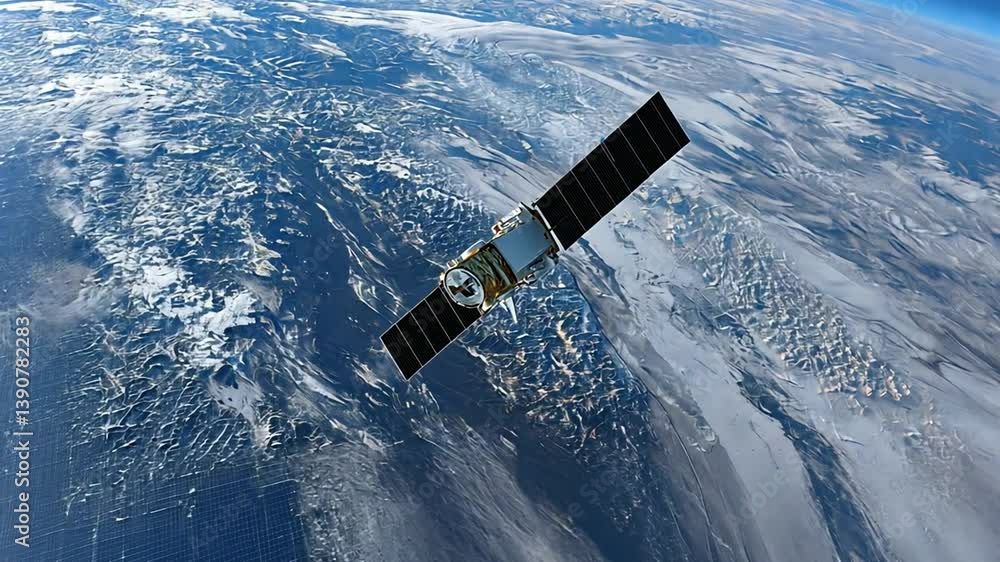 Poster satellite orbits earth capturing stunning views of the planet generative ai