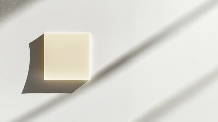 Single sticky note with a sharp shadow giving depth on a clean white surface