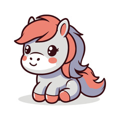 cute little horse  Cartoon Vector Icon Illustration Animal Nature Icon Isolated Flat Vector