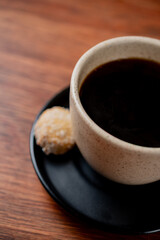 Cozy Coffee Moment with Sugar-Dusted Pastr