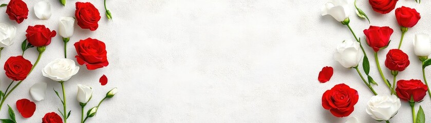 Obraz premium Red and White Rose Arrangement on a Light Background