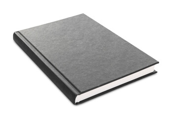 Closed black hardcover book isolated on white