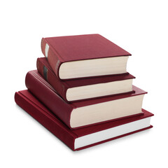 Stack of hardcover books isolated on white