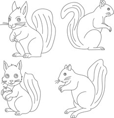 Squirrel Clipart Set: Hand-drawn Squirrel Illustrations: Doodle Cartoon Squirrels for Crafters, Designers, and DIY Lovers.