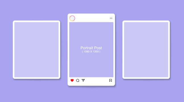 Instagram Portrait / vertical post mockup frame. social media and social network template, instagram size guide & update 2025 , instagram post mock up with new grid size templates: 1080 x 1350 (4:5)