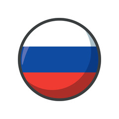 Vector Illustration of the National Flag of Russia in a Circular Icon Format Featuring the White, Blue, and Red Horizontal Tricolor Representing the Russian Federation&rsquo;s National Identity and Sovereig