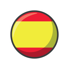 Vector Illustration of the National Flag of Spain in a Circular Icon Format Featuring Red and Yellow Horizontal Stripes Representing Spanish National Identity and Heritage
