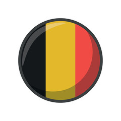 Vector Illustration of the National Flag of Belgium in a Circular Icon Format Featuring Vertical Black, Yellow, and Red Stripes Representing the Country’s National Identity