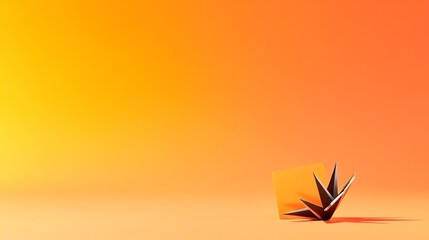 Small adhesive note with sharp edges placed on a gradient orange background for a stylish announcement