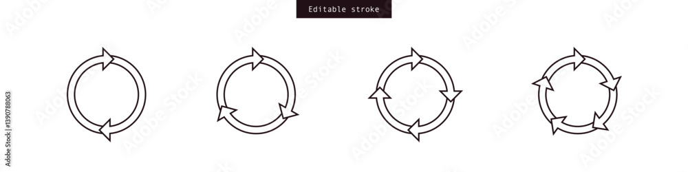 Poster Refresh icon vector Circle arrows icon vector diagram infographic set. Sync repeat and reload arrow icon, rotate arrow symbol, arrow rotation circle. Sync icon. Editable Stroke