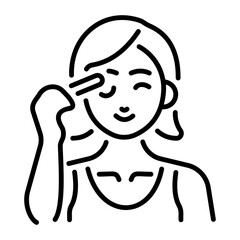 A girl applying eyeliner on her eyes, line style icon 