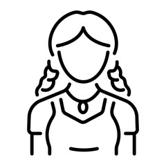 A character making a braided hairstyle, line icon 