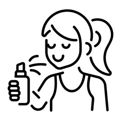 A girl applying face mist, linear style icon 