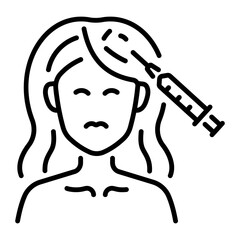 Linear icon showing a character doing hair botox treatment 