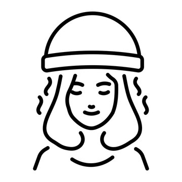 woman wearing hair dryer, black outline clip art preview