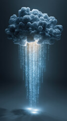 Futuristic 3D cloud of social media icons glowing in cyberspace