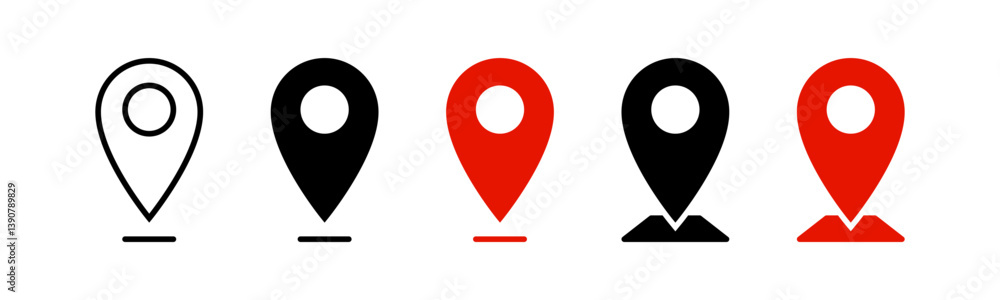 Aufkleber Location icon set, Map pin place marker. location pointer icon symbol in flat style. Red Location pin icon, Navigation sign