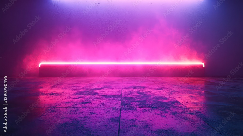 Poster a vibrant neon light display against a moody backdrop, creating an immersive atmosphere and futurist