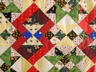 Colorful handmade quilt pattern for bedspread