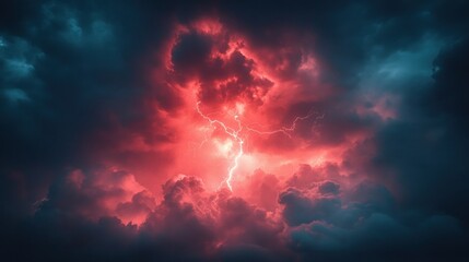 Fierce storm clouds with vibrant lightning
