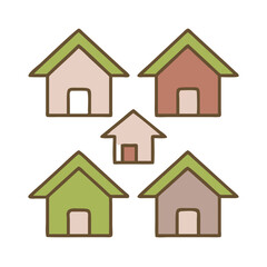 Title: Web home icon for apps and websites. Collection home icons. House symbol.House icon set. Home vector illustration sign. Hotel symbol.


