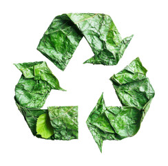 Symbol of chaos represented with green leaves on a white background Generative AI
