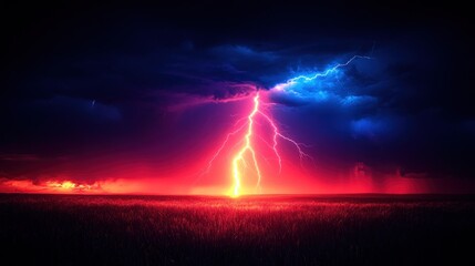 Fierce storm lighting up the horizon