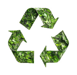 Symbol representing chaos with green leaves on a white background Generative AI