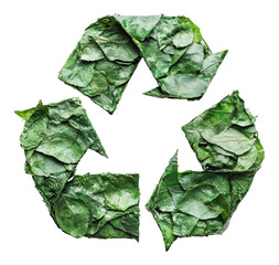 Symbol of chaos formed by green leaves on a white background Generative AI