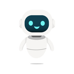 Cute Friendly Robot Cartoon, Futuristic AI Illustration
