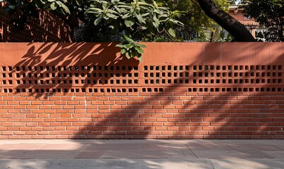 Exterior brick wall with patterned ventilation