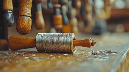 Vintage tools on workbench