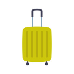 Suitcase on wheels and handle icon. Colored silhouette. Front side view. Vector simple flat graphic illustration. Isolated object on white background. Isolate.