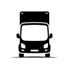 Truck icon. Delivery van. Black silhouette. Front view. Vector simple flat graphic illustration. Isolated object on white background. Isolate.