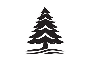 Fototapeta premium Christmas tree icon silhouette illustration with whit background.03