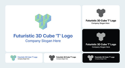Futuristic 3D Cube 'T' Logo: Modern Typography with Depth and Dimension