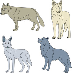 Wolf Clipart Set: Hand-drawn Wolf Illustrations: Doodle Cartoon Wolves for Crafters, Designers, and DIY Lovers.