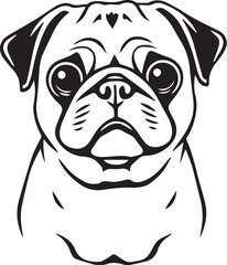 Pug dog. Hand drawn vector illustration