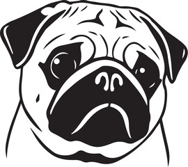 Pug dog. Hand drawn vector illustration