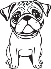 Pug dog. Hand drawn vector illustration