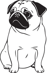 Pug dog. Hand drawn vector illustration
