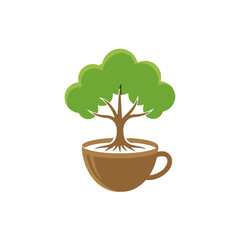 Tree growing out of a coffee cup