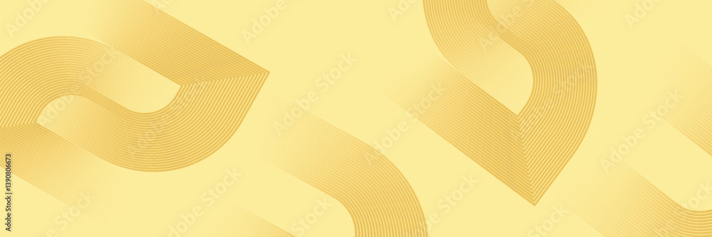 Poster abstract yellow digital background with curved parallel lines forming a futuristic geometric pattern