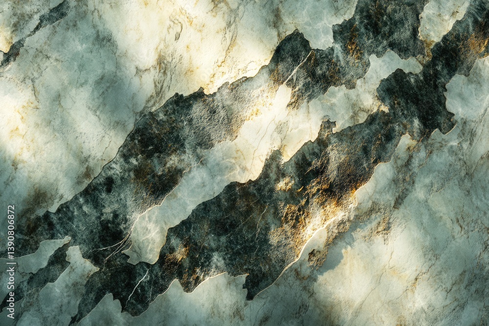 Poster abstract image of textured stone surface with contrasting dark and light areas, illuminated by sunli