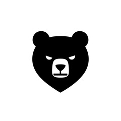 Obraz premium Stylized bear logo in minimalist design featuring black and white colors with negative space elements